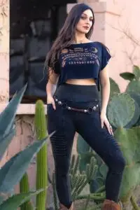 OUIJA Dede crop top with Rustique Moto leggings styled