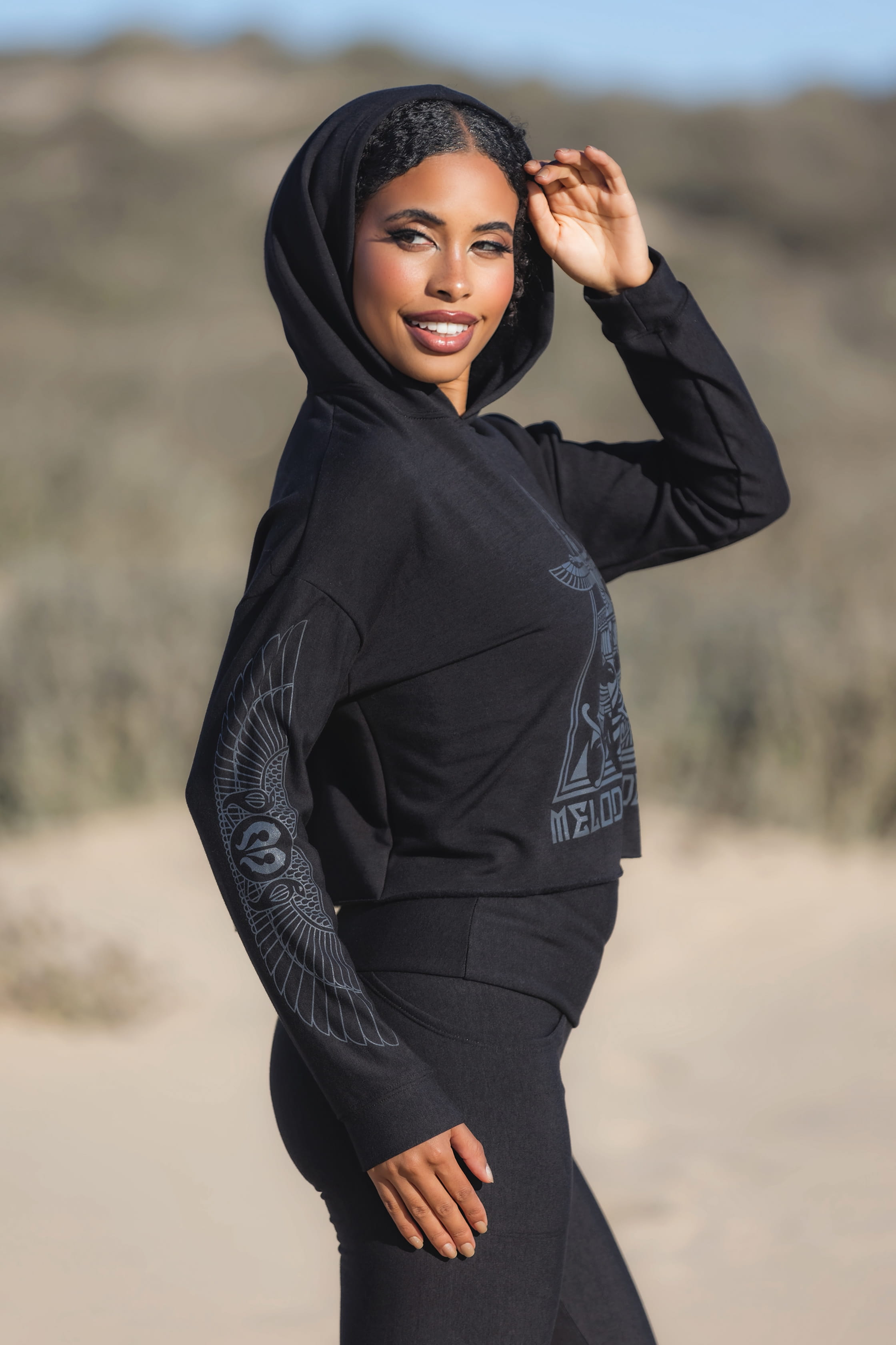 black bamboo fleece athleisure hoodie from Melodia Designs
